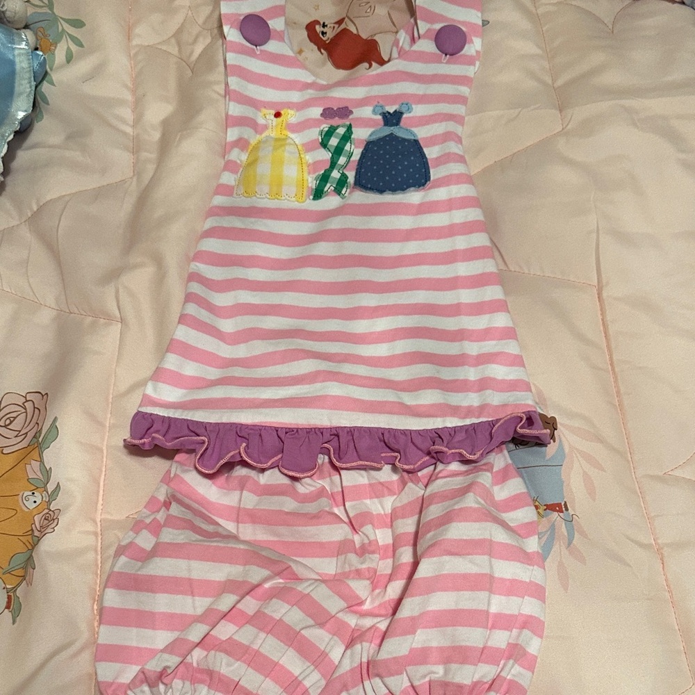 Banana Split Princess dresses Pink Striped Kids outfit with Purple Accents